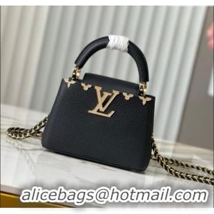 Best Quality Louis Vuitton Capucines Mini Bag with Strass Hardware in Black Taurillon Leather M24583 2025