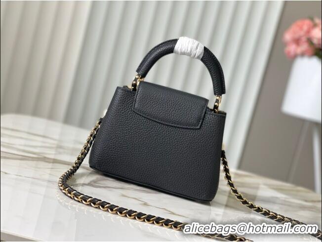 Best Quality Louis Vuitton Capucines Mini Bag with Strass Hardware in Black Taurillon Leather M24583 2025