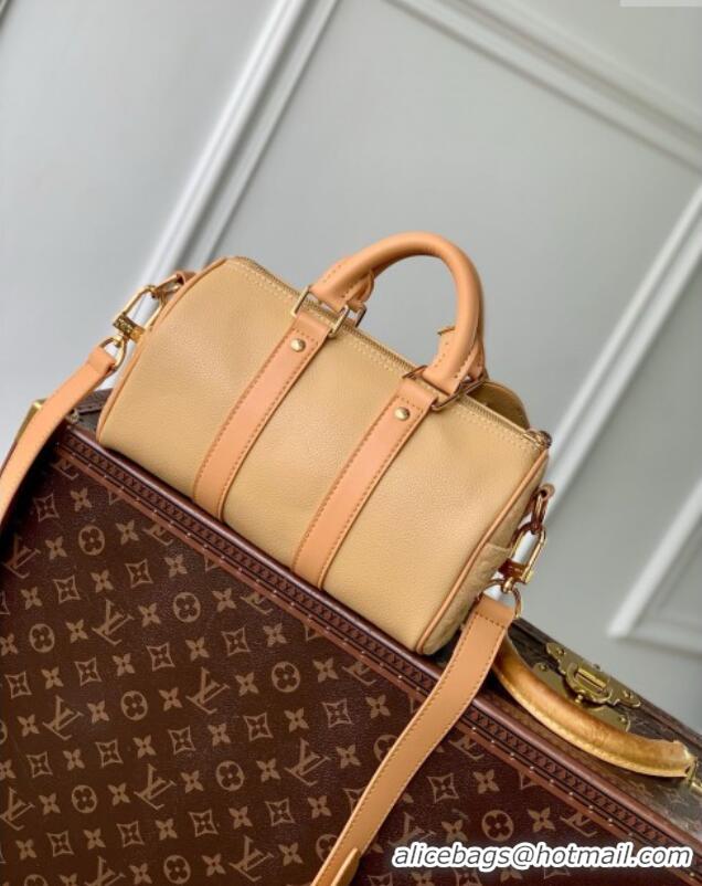 Best Price Louis Vuitton Keepall Bandouliere 25 Bag in Beige Cowhide Leather and Monogram Canvas M12627 2025