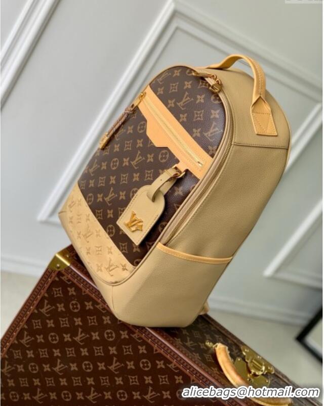 Top Grade Louis Vuitton Outdoor Backpack in Beige Cowhide Leather and Monogram Canvas M12624 2025