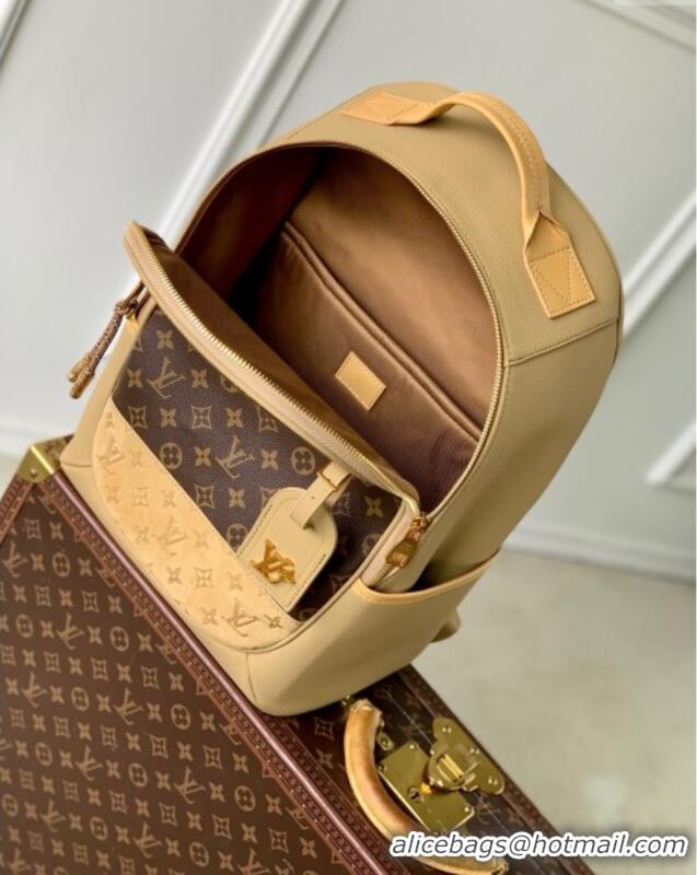 Top Grade Louis Vuitton Outdoor Backpack in Beige Cowhide Leather and Monogram Canvas M12624 2025