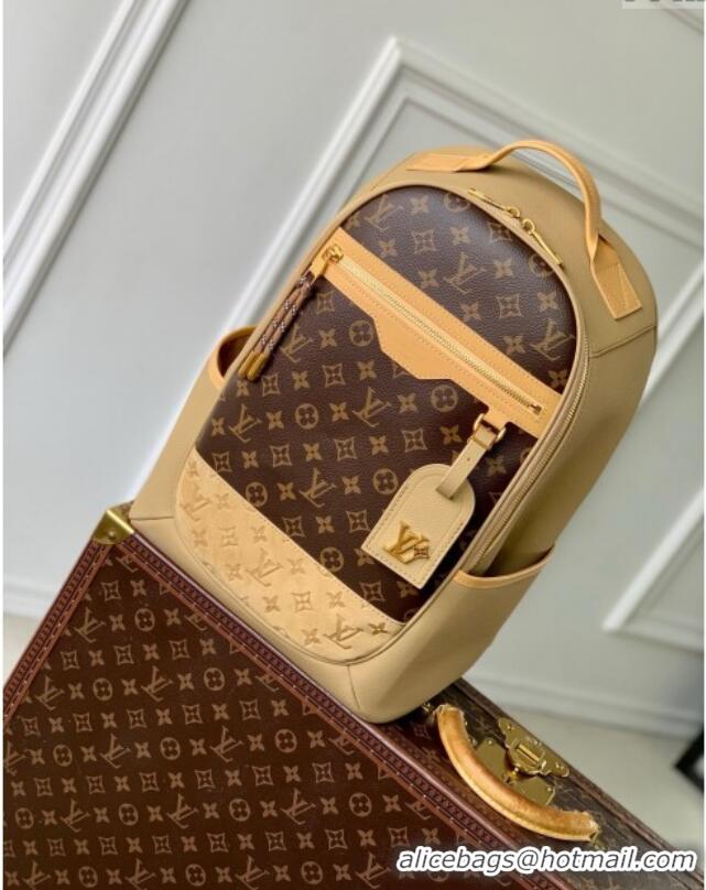 Top Grade Louis Vuitton Outdoor Backpack in Beige Cowhide Leather and Monogram Canvas M12624 2025