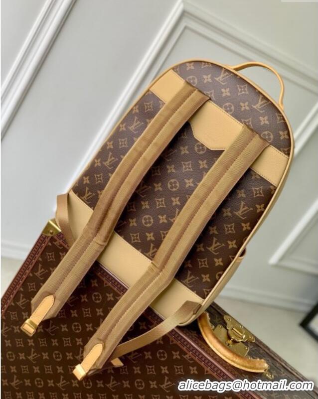 Top Grade Louis Vuitton Outdoor Backpack in Beige Cowhide Leather and Monogram Canvas M12624 2025