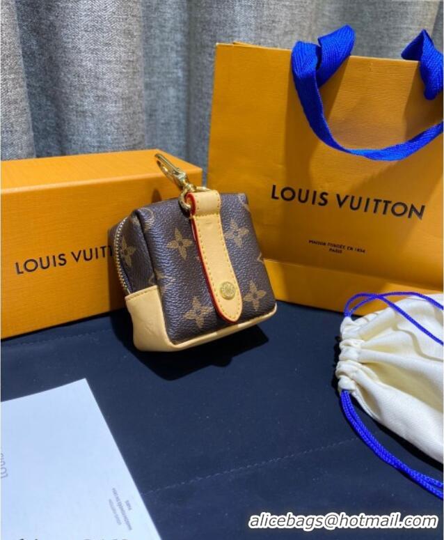 Famous Brand Louis Vuitton Monogram Canvas and Calfskin Leather Pouch Bag Charm 8x8cm 0115 Monogram/Nude 2025