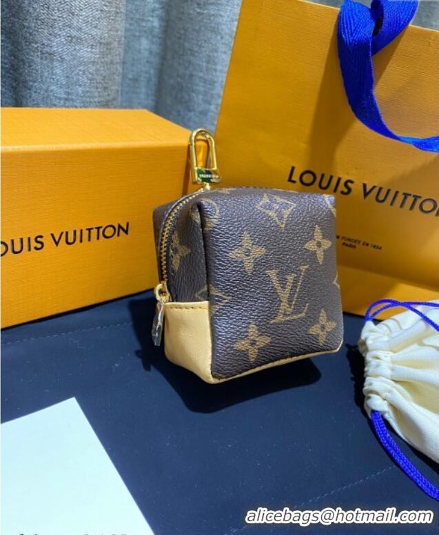 Famous Brand Louis Vuitton Monogram Canvas and Calfskin Leather Pouch Bag Charm 8x8cm 0115 Monogram/Nude 2025