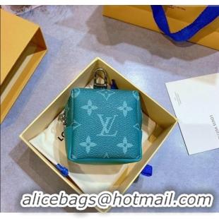 Top Design Louis Vuitton Monogram Canvas and Calfskin Leather Pouch Bag Charm 8x8cm 0115 Green 2025