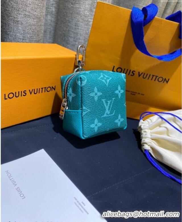 Top Design Louis Vuitton Monogram Canvas and Calfskin Leather Pouch Bag Charm 8x8cm 0115 Green 2025