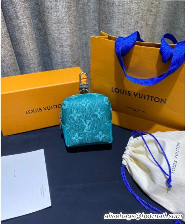 Top Design Louis Vuitton Monogram Canvas and Calfskin Leather Pouch Bag Charm 8x8cm 0115 Green 2025