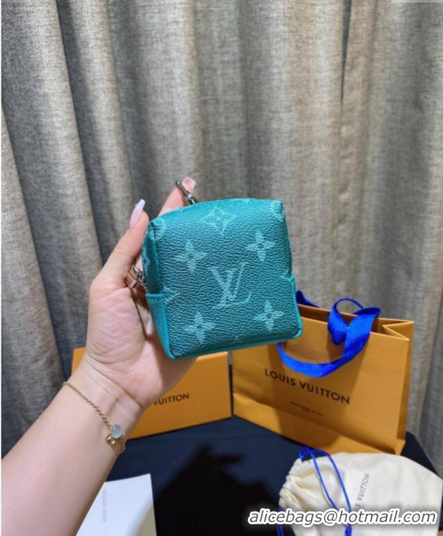 Top Design Louis Vuitton Monogram Canvas and Calfskin Leather Pouch Bag Charm 8x8cm 0115 Green 2025