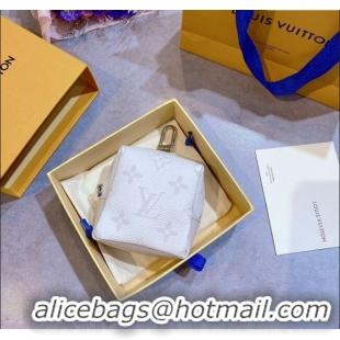 Shop Discount Louis Vuitton Monogram Canvas and Calfskin Leather Pouch Bag Charm 8x8cm 0115 White 2025