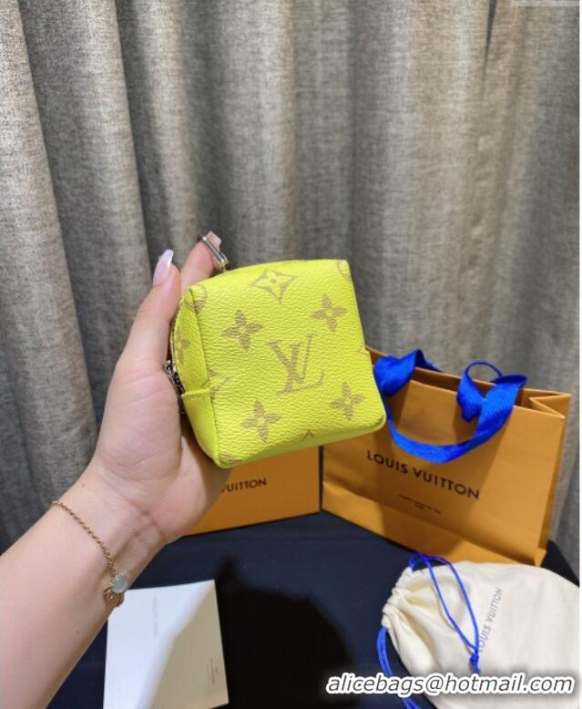 Well Crafted Louis Vuitton Monogram Canvas and Calfskin Leather Pouch Bag Charm 8x8cm 0115 Yellow 2025