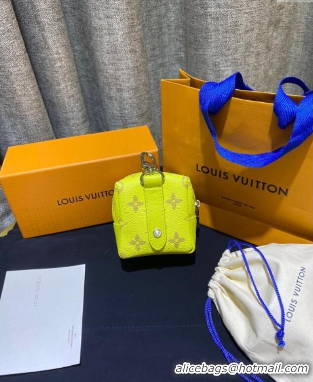 Well Crafted Louis Vuitton Monogram Canvas and Calfskin Leather Pouch Bag Charm 8x8cm 0115 Yellow 2025