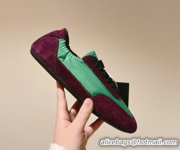 Grade Quality Prada Women's Collapse Re-Nylon and suede elasticized sneakers Burgundy/Green 1227122