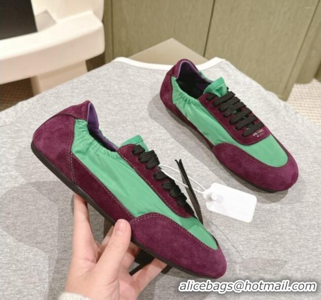 Grade Quality Prada Women's Collapse Re-Nylon and suede elasticized sneakers Burgundy/Green 1227122