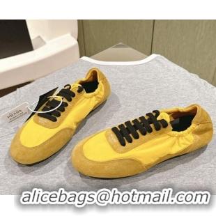 Best Grade Prada Women's Collapse Re-Nylon and suede elasticized sneakers Yellow 1227125