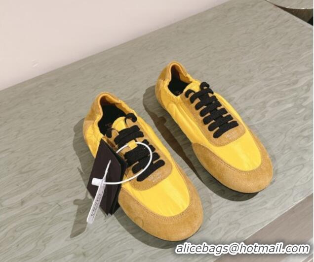 Best Grade Prada Women's Collapse Re-Nylon and suede elasticized sneakers Yellow 1227125