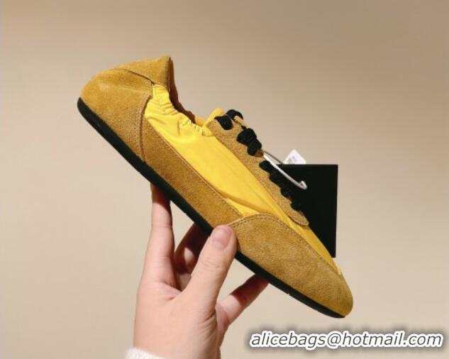 Best Grade Prada Women's Collapse Re-Nylon and suede elasticized sneakers Yellow 1227125