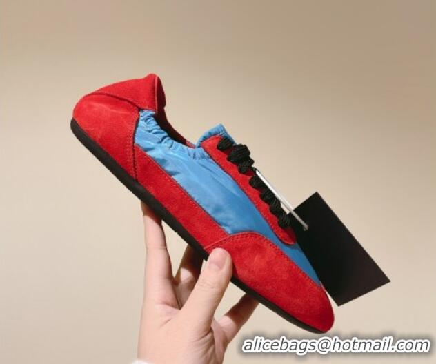 Pretty Style Prada Women's Collapse Re-Nylon and suede elasticized sneakers Blue/Red 1227129