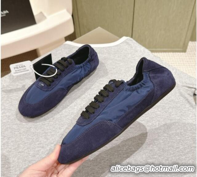 Trendy Design Prada Women's Collapse Re-Nylon and suede elasticized sneakers Dark Blue 1227131