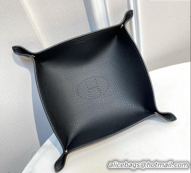 Famous Brand Hermes Mises Bridge Change Grained Calfskin Leather Tray 25cm H5074 Black 2025