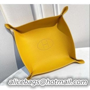 Inexpensive Hermes Mises Bridge Change Grained Calfskin Leather Tray 25cm H5074 Yellow 2025