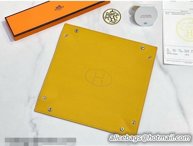 Inexpensive Hermes Mises Bridge Change Grained Calfskin Leather Tray 25cm H5074 Yellow 2025