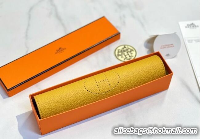 Inexpensive Hermes Mises Bridge Change Grained Calfskin Leather Tray 25cm H5074 Yellow 2025