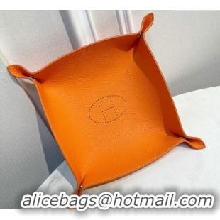 New Fashion Hermes Mises Bridge Change Grained Calfskin Leather Tray 25cm H5074 Orange 2025