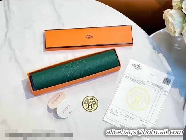 Luxury Cheap Hermes Mises Bridge Change Grained Calfskin Leather Tray 25cm H5074 Green 2025