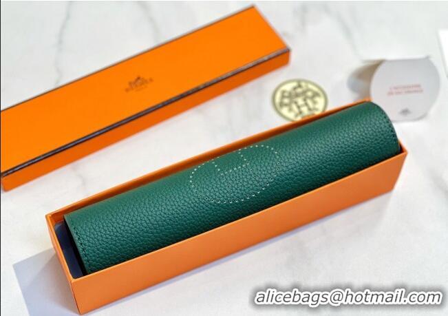 Luxury Cheap Hermes Mises Bridge Change Grained Calfskin Leather Tray 25cm H5074 Green 2025