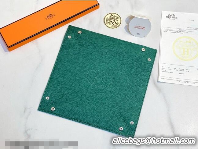 Luxury Cheap Hermes Mises Bridge Change Grained Calfskin Leather Tray 25cm H5074 Green 2025