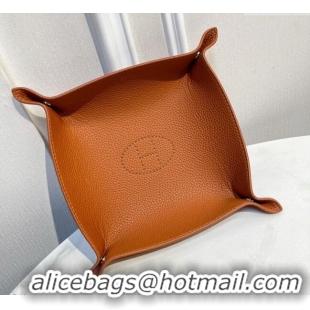 Unique Style Hermes Mises Bridge Change Calfskin Leather Tray 25cm H5074 Brown 2025