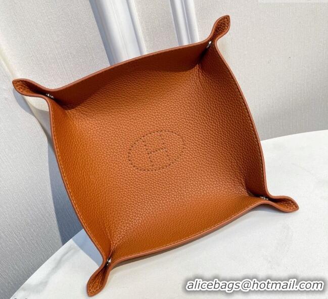 Unique Style Hermes Mises Bridge Change Calfskin Leather Tray 25cm H5074 Brown 2025