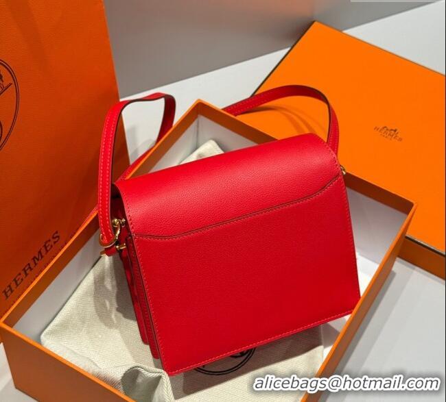 Top Quality Hermes Roulis Mini Bag 18cm in Evercolor Leather H0118 Chinese Red 2025