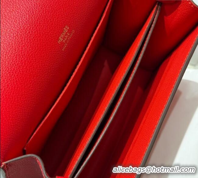 Top Quality Hermes Roulis Mini Bag 18cm in Evercolor Leather H0118 Chinese Red 2025