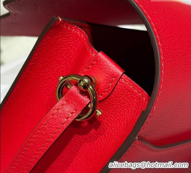 Top Quality Hermes Roulis Mini Bag 18cm in Evercolor Leather H0118 Chinese Red 2025