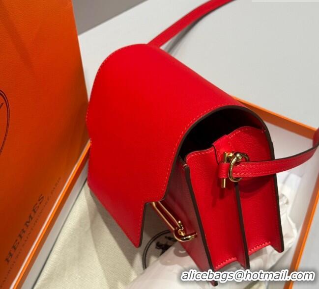 Top Quality Hermes Roulis Mini Bag 18cm in Evercolor Leather H0118 Chinese Red 2025