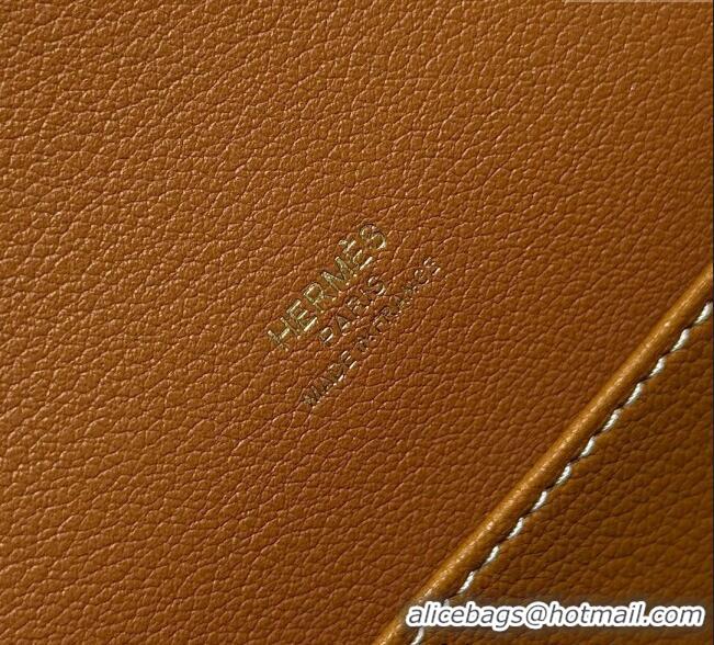 Luxury Cheap Hermes Roulis Mini Bag 18cm in Evercolor Leather H0118 Golden Brown 2025