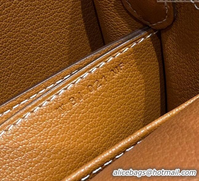 Luxury Cheap Hermes Roulis Mini Bag 18cm in Evercolor Leather H0118 Golden Brown 2025