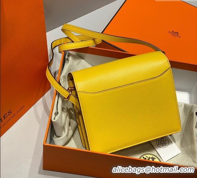 Super Quality Hermes Roulis Mini Bag 18cm in Evercolor Leather H0118 Amber Yellow 2025