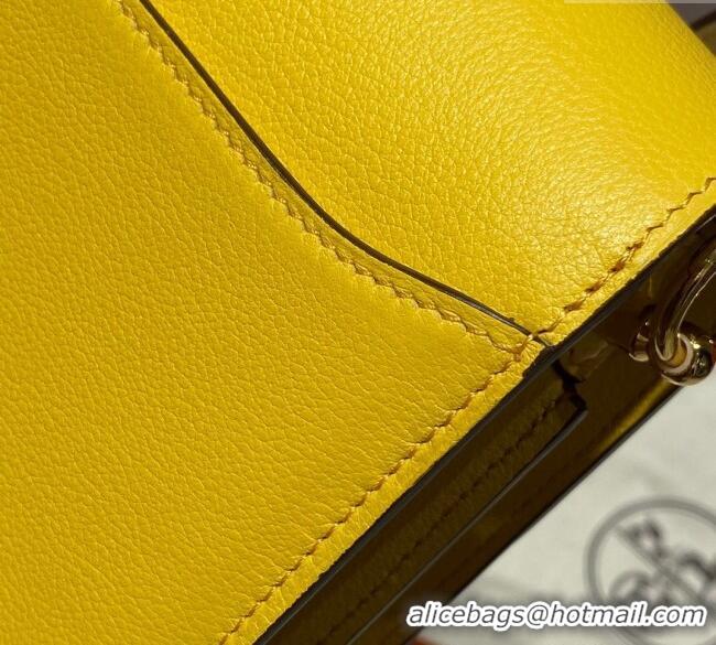 Super Quality Hermes Roulis Mini Bag 18cm in Evercolor Leather H0118 Amber Yellow 2025