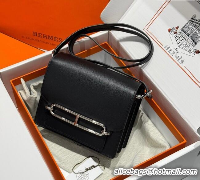 Promotional Hermes Roulis Mini Bag 18cm in Evercolor Leather H0118 Black/Silver 2025