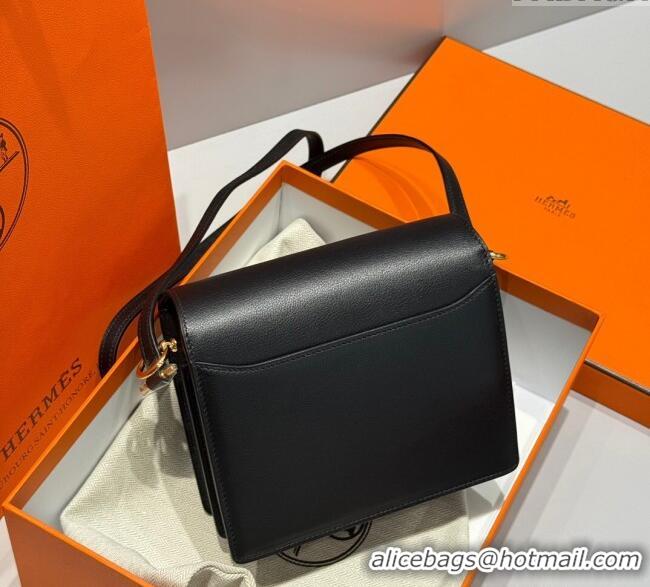 Top Design Hermes Roulis Mini Bag 18cm in Evercolor Leather H0118 Black/Gold 2025