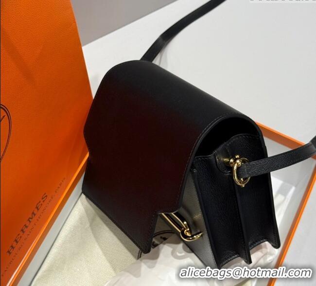 Top Design Hermes Roulis Mini Bag 18cm in Evercolor Leather H0118 Black/Gold 2025