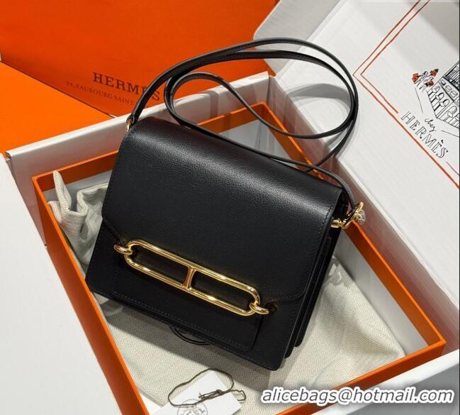 Top Design Hermes Roulis Mini Bag 18cm in Evercolor Leather H0118 Black/Gold 2025