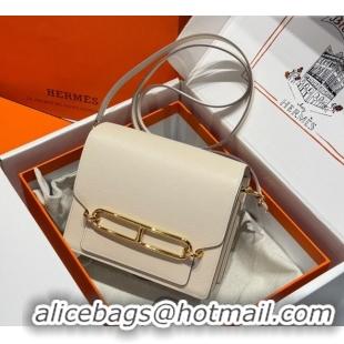 Free Shipping Hermes Roulis Mini Bag 18cm in Evercolor Leather H0118 Cream White/Gold 2025