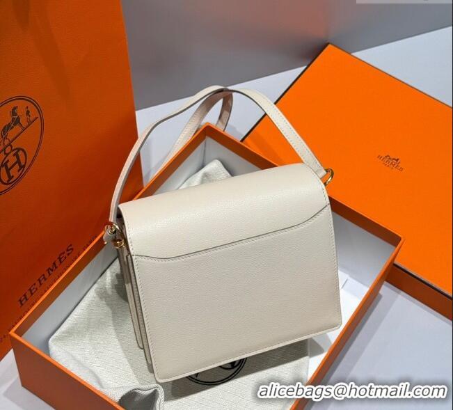 Free Shipping Hermes Roulis Mini Bag 18cm in Evercolor Leather H0118 Cream White/Gold 2025