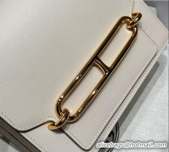 Free Shipping Hermes Roulis Mini Bag 18cm in Evercolor Leather H0118 Cream White/Gold 2025