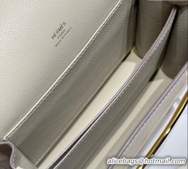 Free Shipping Hermes Roulis Mini Bag 18cm in Evercolor Leather H0118 Cream White/Gold 2025