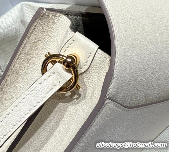 Free Shipping Hermes Roulis Mini Bag 18cm in Evercolor Leather H0118 Cream White/Gold 2025